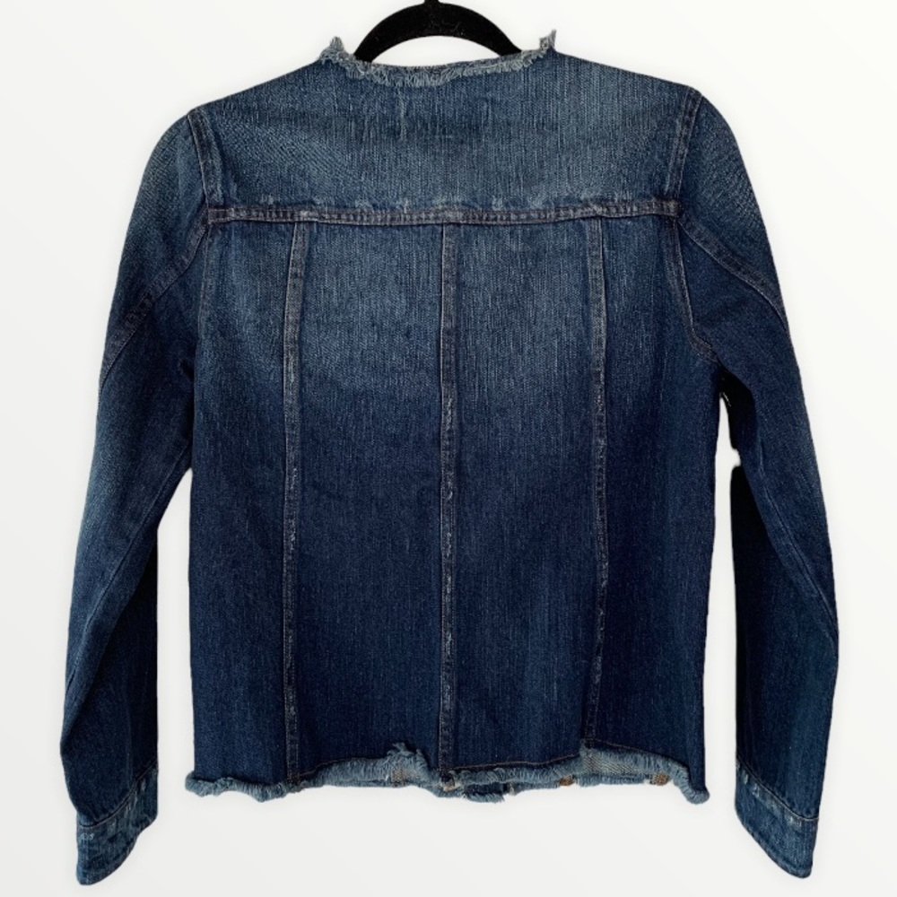 WHO WHAT WEAR Raw Hem Distressed Jean Jacket - Picture 2 of 4